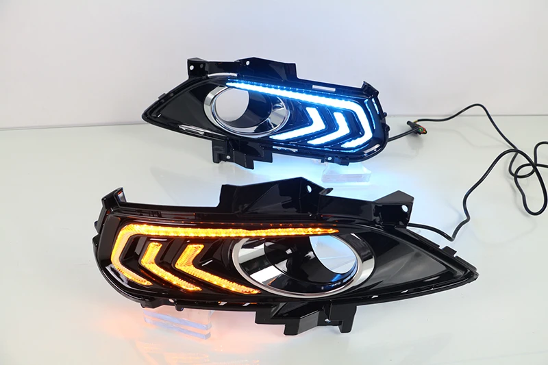 Автомобильный мигающий светодиодный DRL Дневной ходовой светильник для Ford Mondeo Fusion 2013 автомобильный Стайлинг водонепроницаемый с отверстием для противотуманной фары