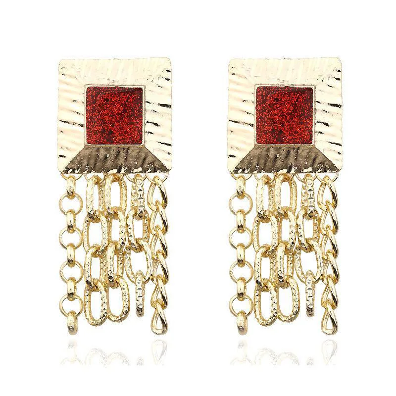 Style 03 Red Модная большая красочная квадратная Подвеска из кристалла серьги большие геометрические массивные богемные серьги в виде капель женские свадебные ювелирные изделия в стиле панк - Окраска металла: Style 03 Red