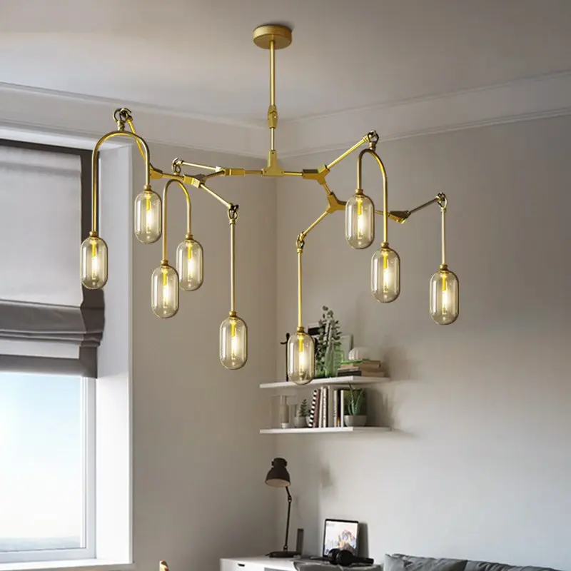 Железные в стиле постмодерн стеклянный абажур подвесные светильники Люстра