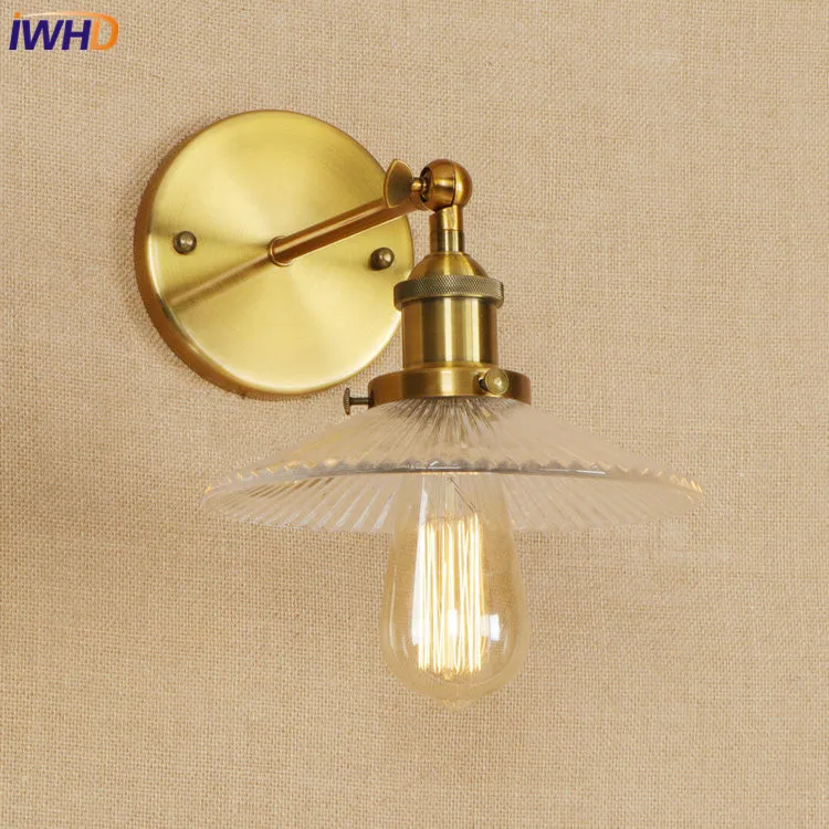 IWHD Лофт Edison светодиодный настенный светильник Железный Регулируемый Wandlamp стеклянный светильник для ванной комнаты RH светильники Домашний Светильник ing аппликация Murale светильник