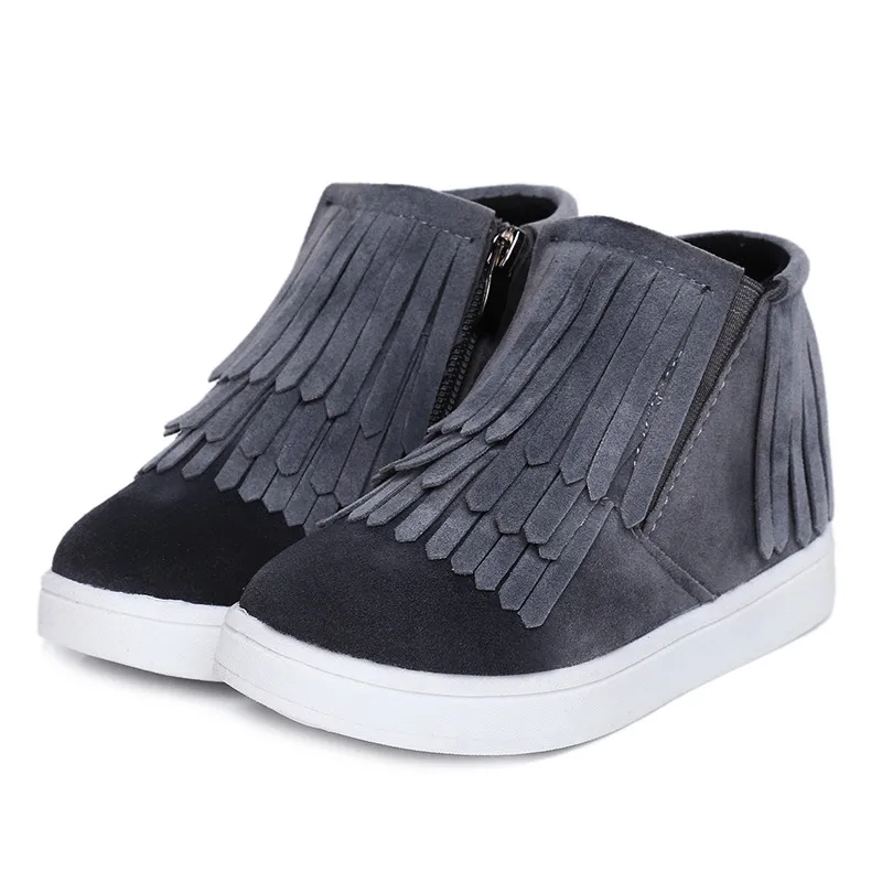 Горячие Продажи Зимних Мальчиков Ботильоны Новый Дети Девушки мода Снега Сапоги Комфорт Квартиры Кисточкой