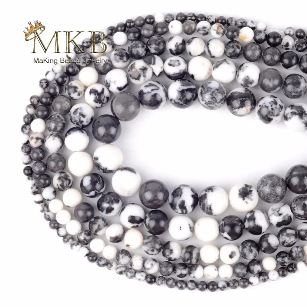 

Wholesale Round White Black Zebra Jaspers Loose Beads Diy Jewellery 4 6 8 10 12mm Natural Gem Stone Beads For Making Jewelry