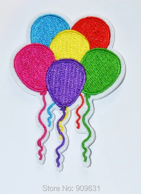 

30x Red Green Yellow Blue Pink Purple BALLOON HOLIDAY Kid Iron On Patch cartoon Motif Applique embroidery accessory