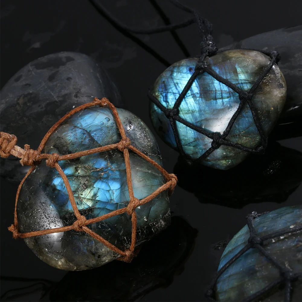 Ожерелье с подвеской из натурального камня ожерелье Лабрадорита в форме сердца