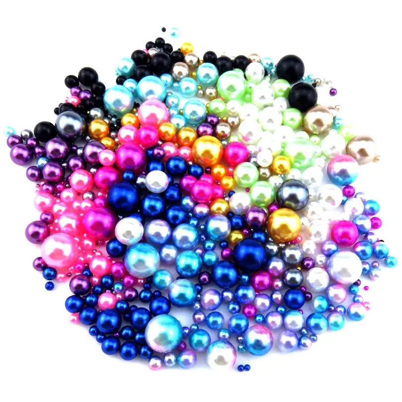 Модные круглые радужные искусственные жемчужины без отверстий бусины ремесла