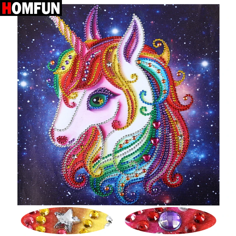 

HOMFUN 5d Сделай своими руками Алмазная картина Картина с единорогом из Стразы особой формы Алмазная вышивка домашний декор 25x25