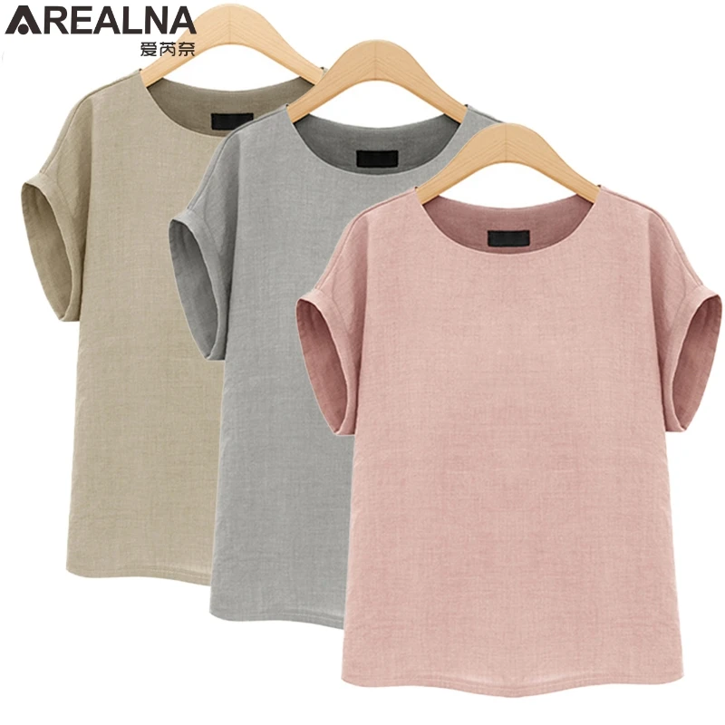 AREALNA, летняя Модная рубашка, женские топы с коротким рукавом, женские блузки, Повседневная Свободная офисная блузка, Blusas femininas размера плюс 5XL