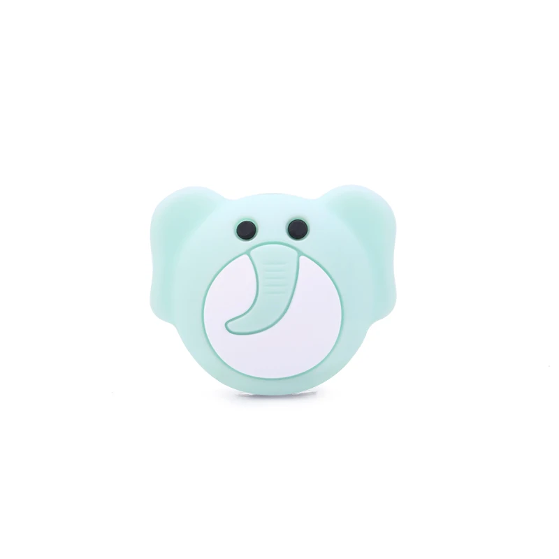 Chenkai 10 шт. силиконовый Прорезыватель "Слон" бусы DIY Baby Shower Animal мультяшный жевательный успокоитель пустышка сенсорные игрушки аксессуары - Цвет: Mint