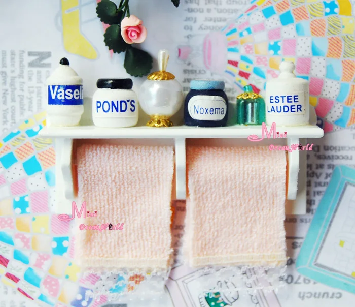 1/12 Кукольный Миниатюрный Шампунь ванна Духи Розовый полотенце шельфа набор|miniature