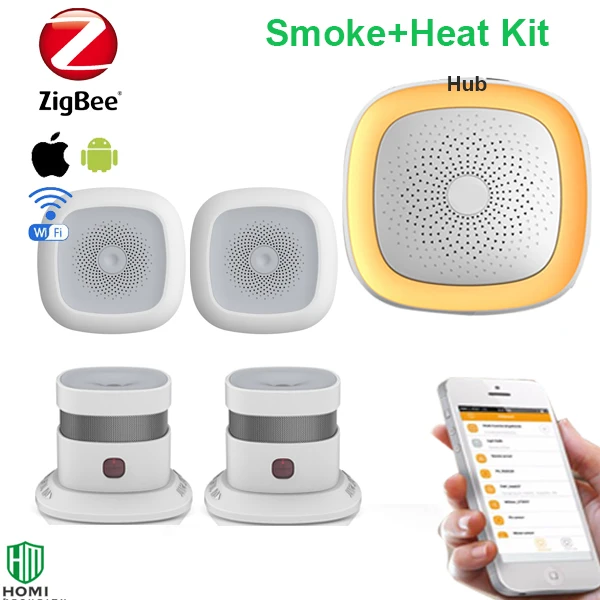 Беспроводной Wi-Fi приложение push fire alarm сообщений детекторы дыма + тепла датчики и