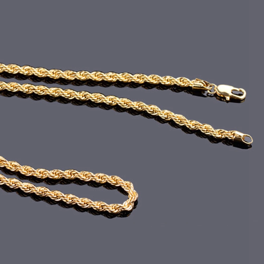 

Gold Filledd Twisted Link Chains Necklace Womens Mens Collar Jewelry