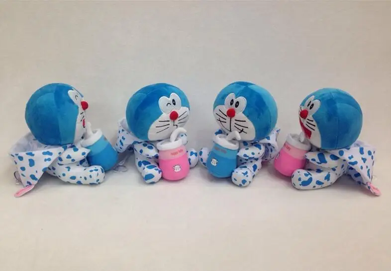 Candice guo plush toy stuffed doll cartoon animal Doraemon cat cow dairy cattle feeding milk bottle anime baby birthday gift 1pc | Игрушки и