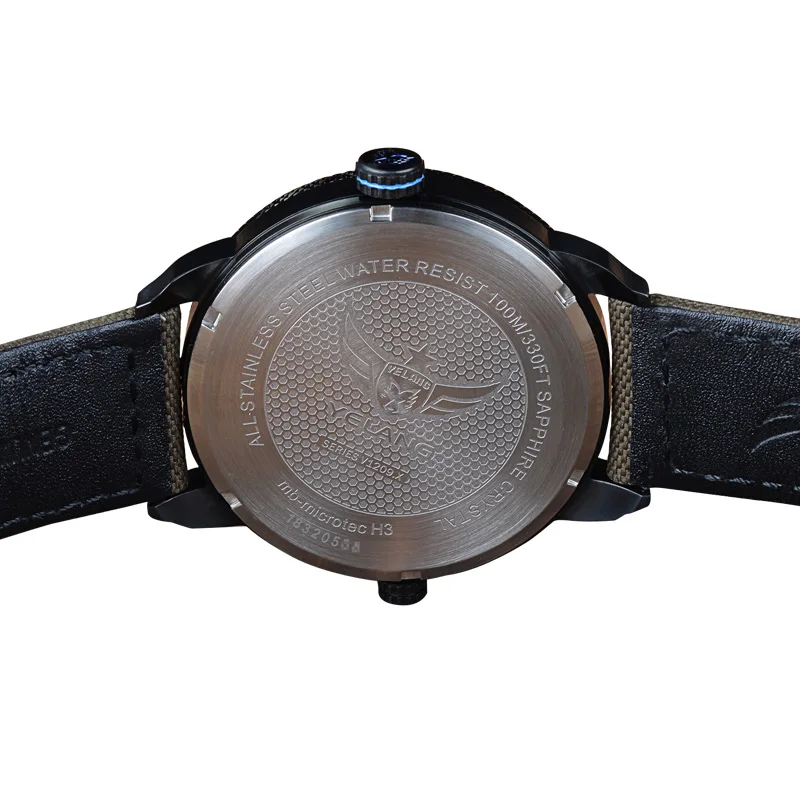 Часы мужчины большой циферблат Нескольких Часовых поясов газообразного трития