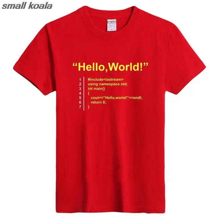 Футболка с короткими рукавами надписью Hello World code Летняя футболка круглым