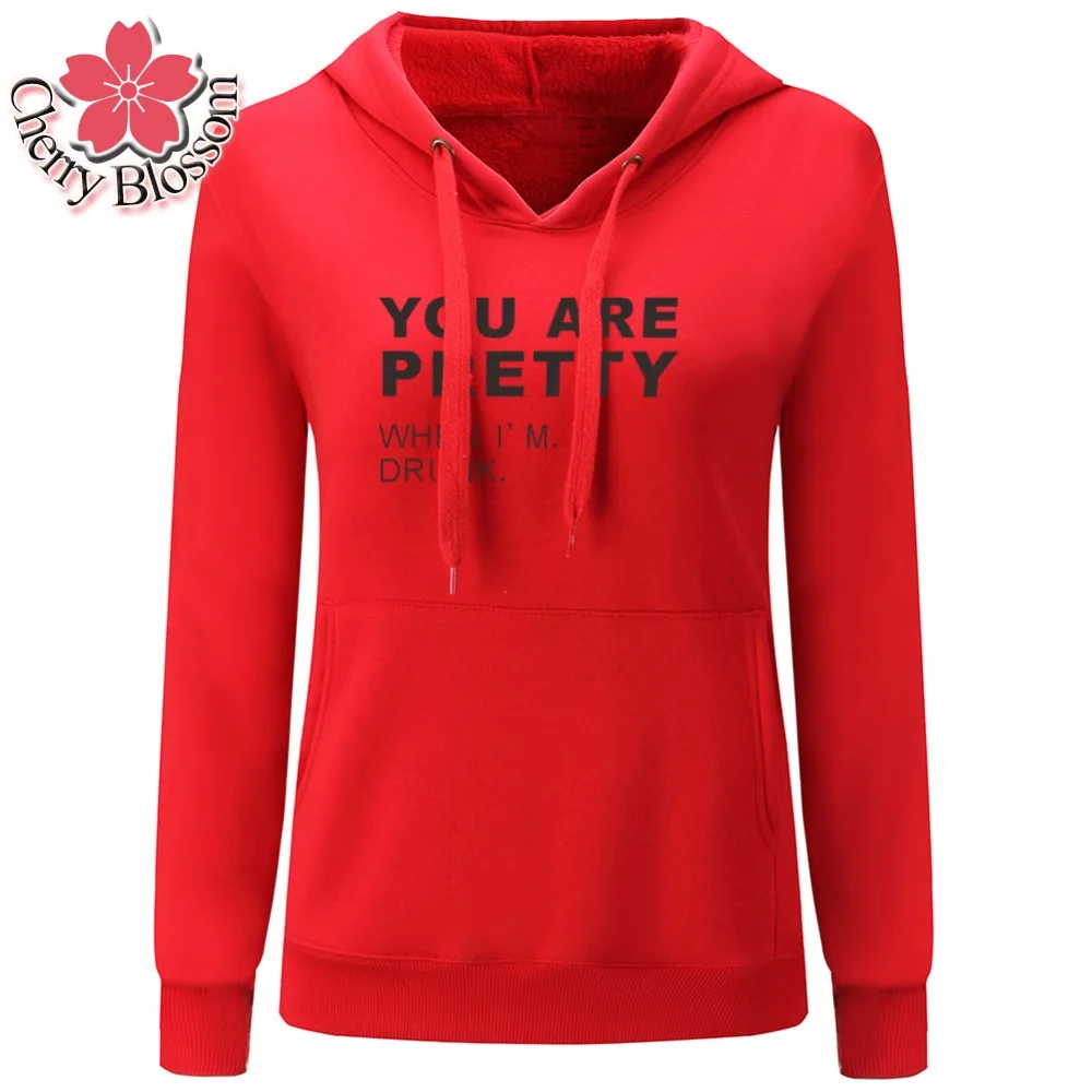 Cherry Blossom Harajuku Hoodies Winter Thick Warm Sweatshirts Hooded Sweat Women Casual Feminina Loose Pullover Jumper | Женская одежда