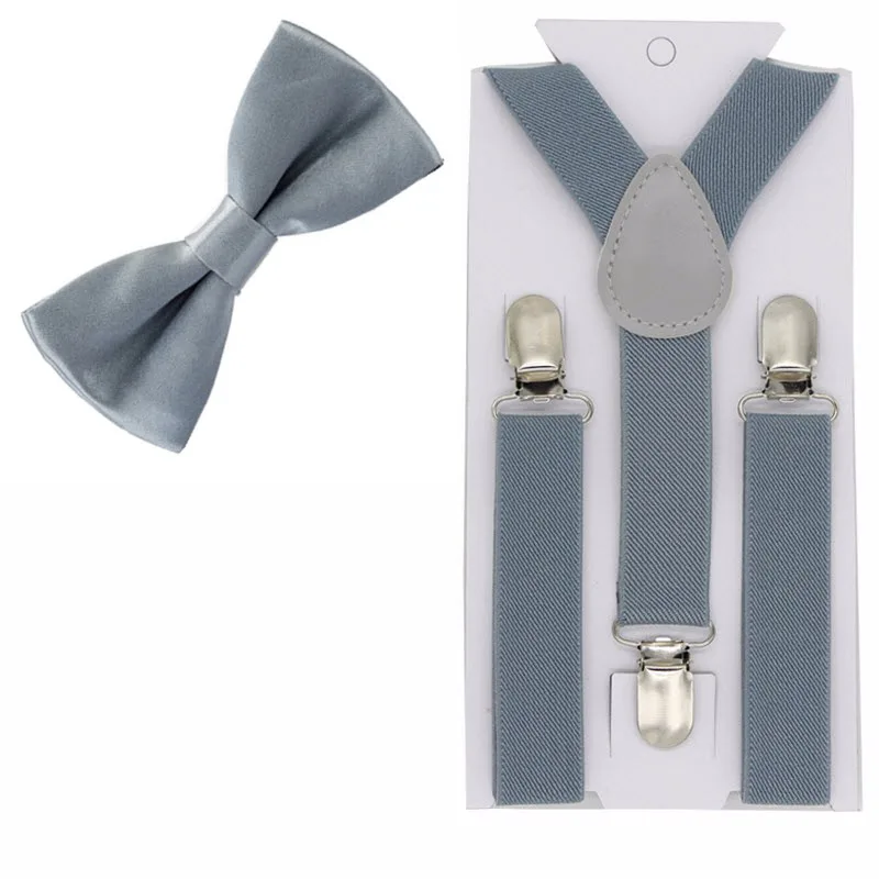 17 light gray 40 цветов, Детские подтяжки, эластичные регулируемые Y-Back подтяжки, детские галстуки-бабочки для свадебной вечеринки - Цвет: 17 light gray