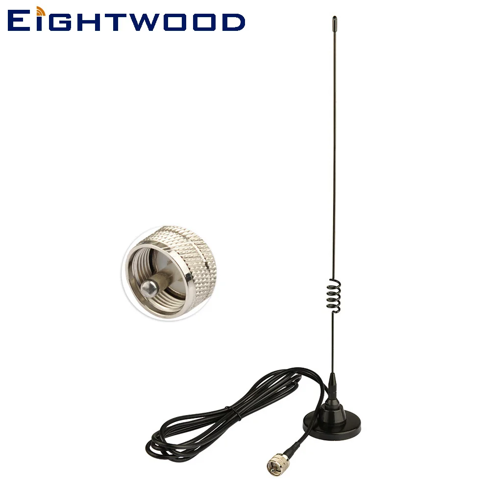 Eightwood Автомобильная Двухдиапазонная VHF UHF PL259 вилка CB радио антенна двухсторонняя Мобильная радио TX-RX 136-174 400-470 МГц магнитное крепление