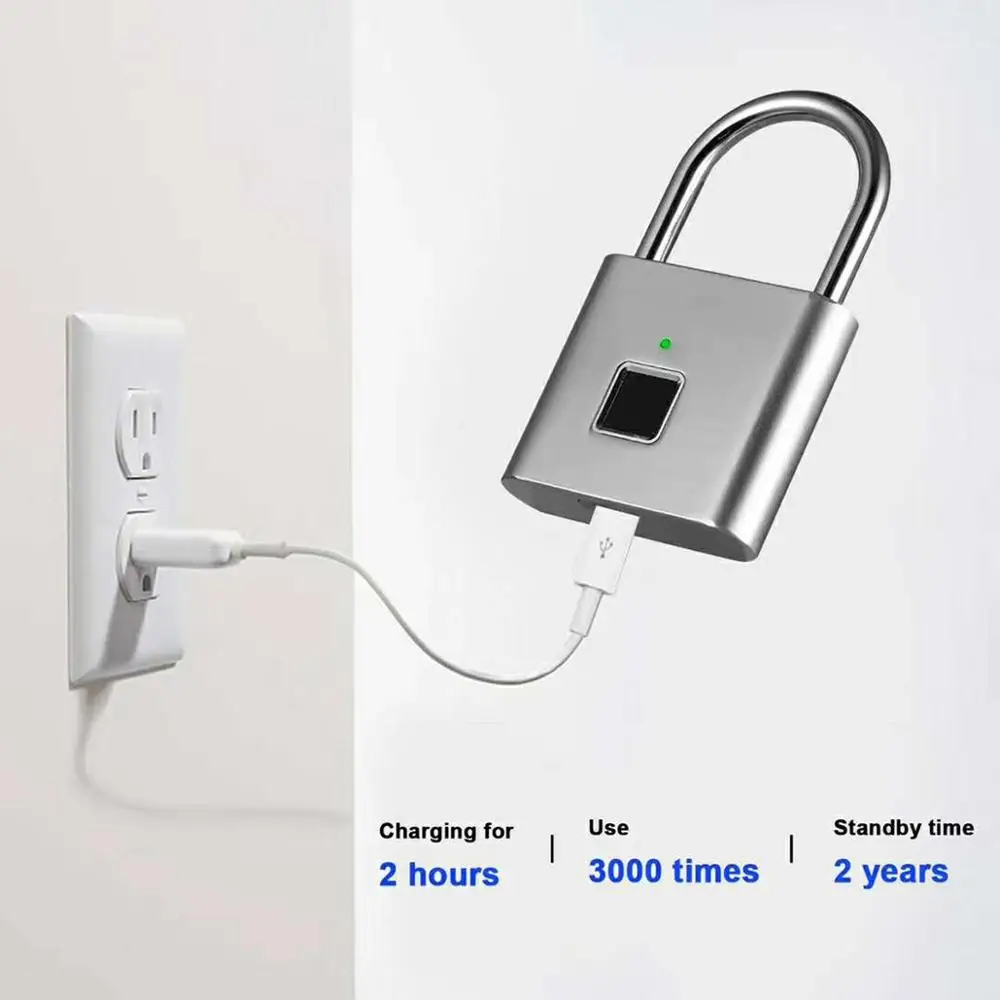 USB Перезаряжаемый смарт-замок без ключа с защитой от отпечатков пальцев IP65