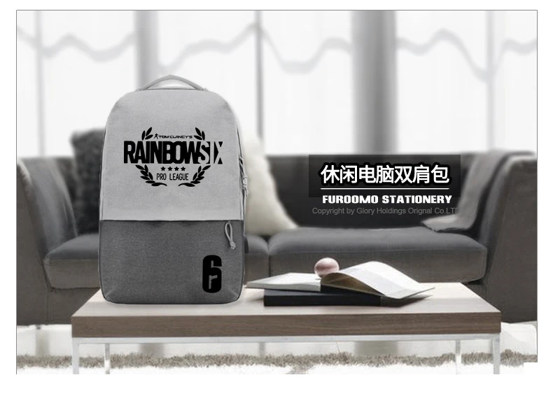 Рюкзак для игр Tom Clancy's Rainbow Six Siege, оксфордская сумка для книг, школьные сумки для мальчиков, рюкзак для путешествий с usb-зарядкой, рюкзак для ноутбука