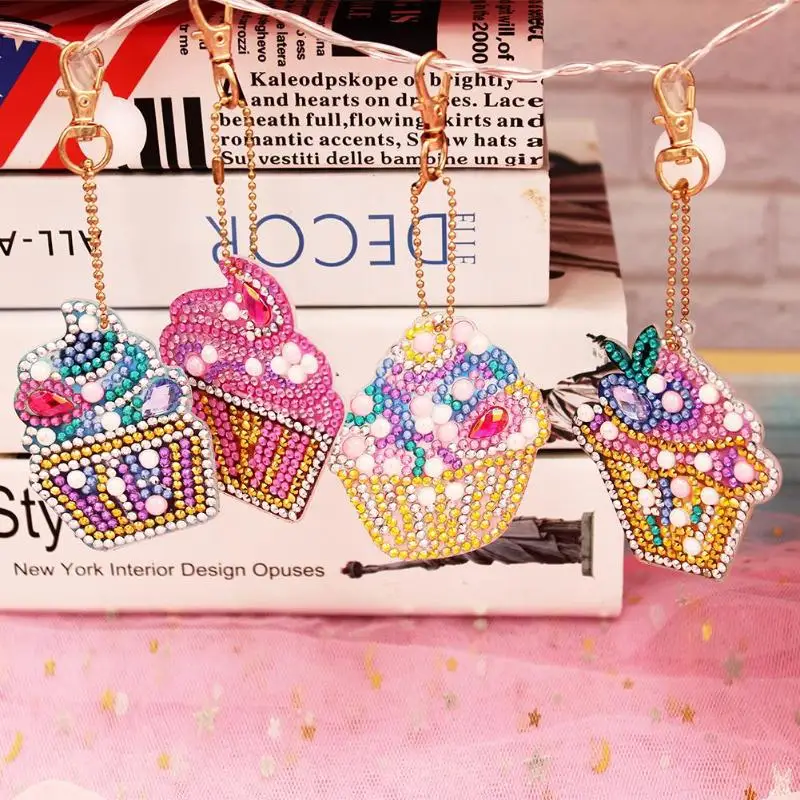 4 шт. DIY 5D алмазная живопись мультфильм Мороженое Стразы Вышивка брелок красочный торт Алмазная вышивка набор подарок