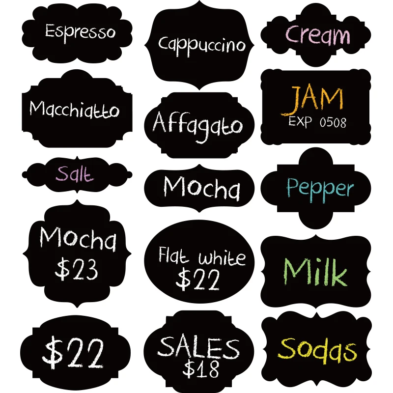 36 Pcs Waterproof Chalkboard Kitchen Spice Label Stickers Home Jam Jar Bottle Tags Blackboard Labels With Marker Pen | Дом и сад