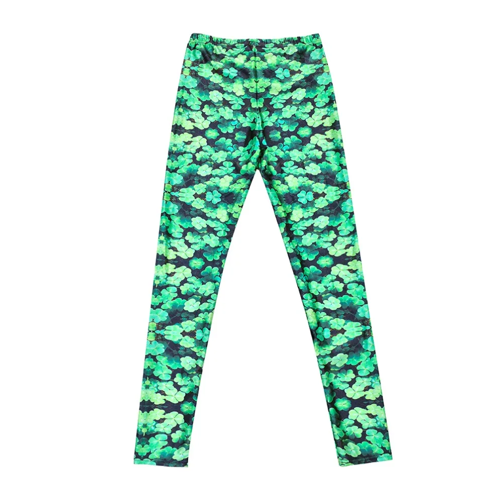 

Digital PrintingElastic Casual Pants Clover Pattern Women Leggings 7 sizes Fitness Clothing Free Shipping