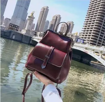 Хит продаж модная однотонная женская сумка с пряжкой из искусственной кожи ретро