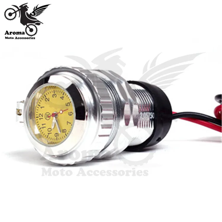 

high quality aluminum motorcycle watch with USB for mobile phone navigator colorful decal motorbike clock car USB charge moto