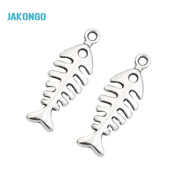 

10Pcs Antique Silver Plated Fish Bone Charms Pendants for Jewelry Making DIY Handmade Craft 25x9mm