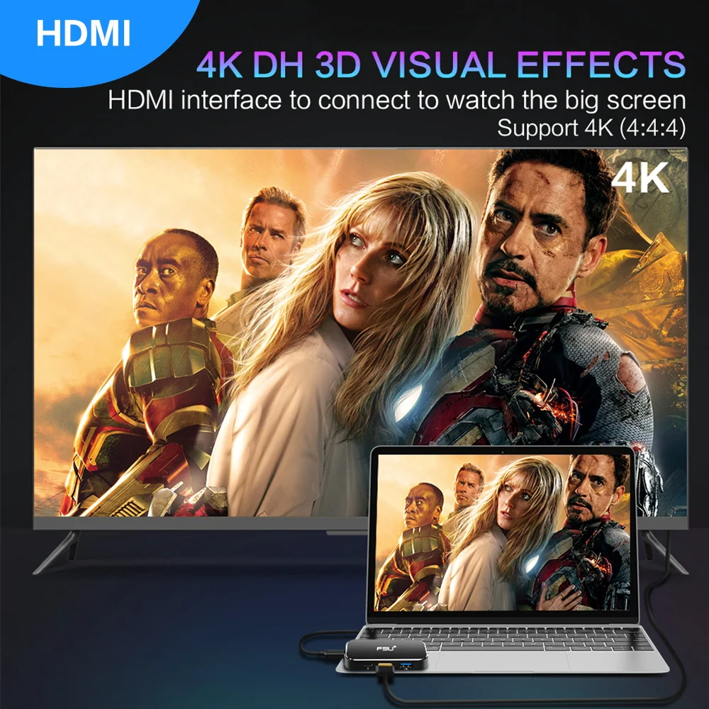Thunderbolt 3 type-c концентратор адаптер 4 к 1080 P USB c к HDMI TYPE-C к USB разъему с быстрой зарядкой для Macbook matebook ноутбуки