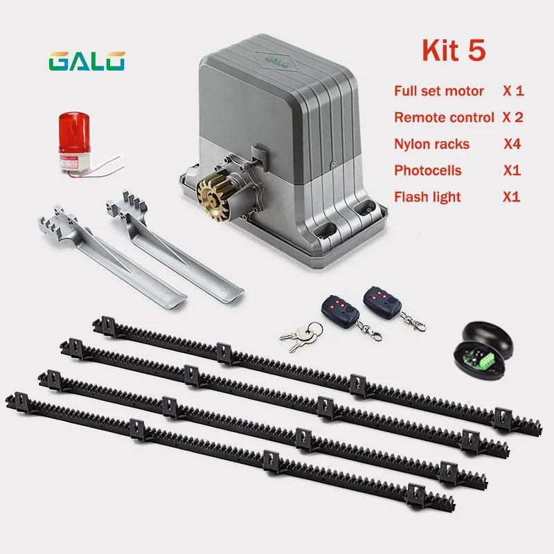 kit 5 Сверхмощный 1800 кг автоматические раздвижные ворота двигатель авто раздвижные ворота открывалка двигатель с 4 м нейлоновые стойки и пульт дистанционного управления брелоки - Цвет: kit 5