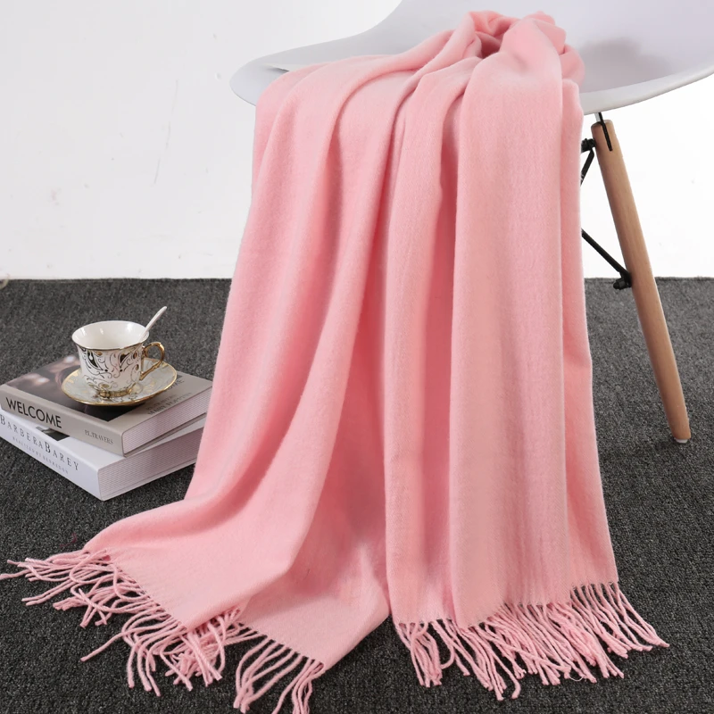 Лидер продаж Женский однотонный шарф из пашмины 100% шерсти шаль зимние теплые