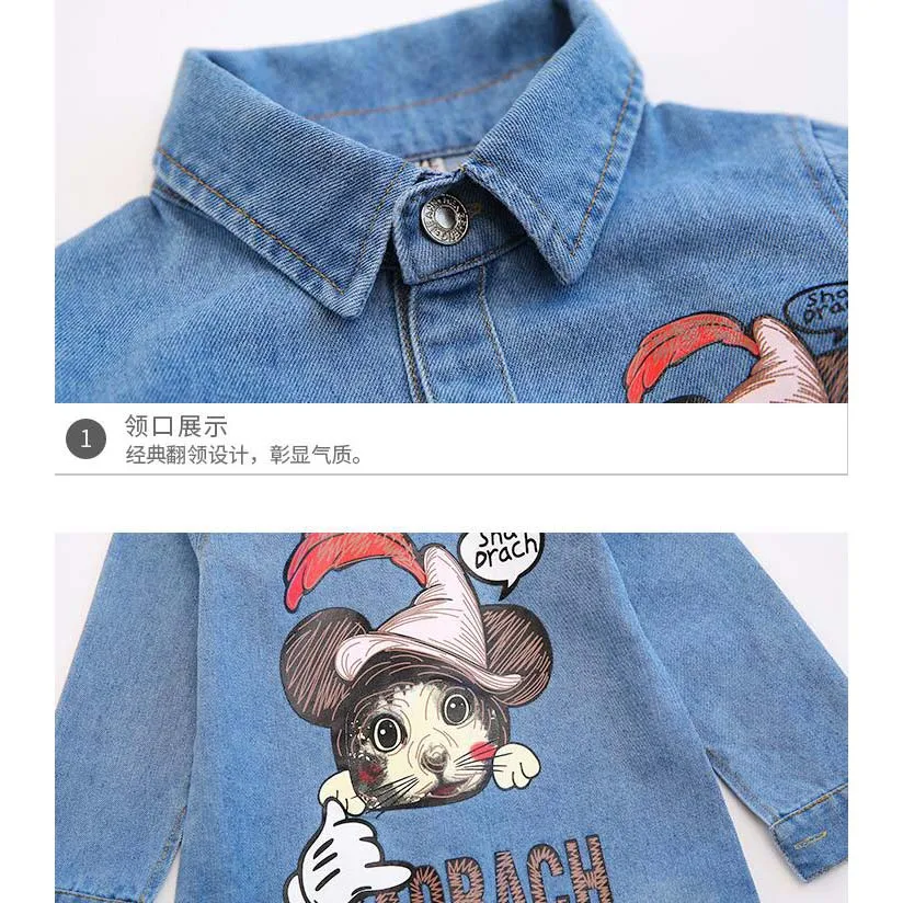 Girls jacket baby cotton denim children spring autumn cartoon shirt kids jeans childre casual clothes teenage windbreaker | Детская