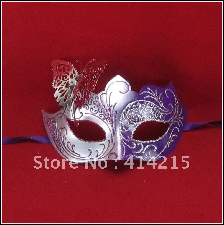Удивительные партии Маска бабочка Дизайн Фиолетовый и серебро маскарад маска с