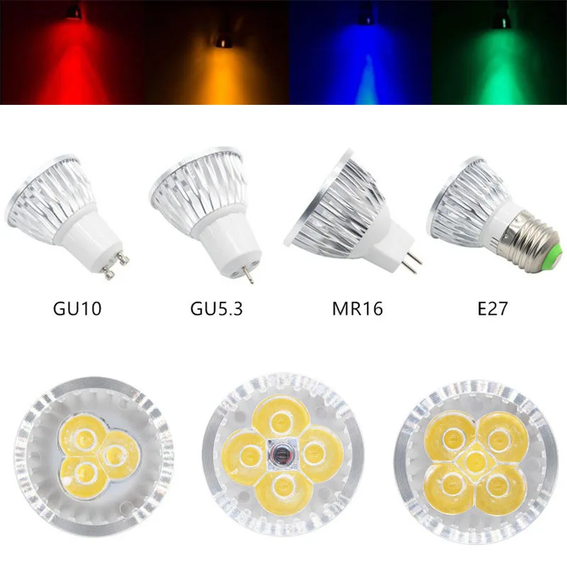 

10pcs Dimmable Led 110V 220VV 9W 12W 15W E27 GU5.3 GU10 LED COB Spotlight LED lamp light Red/Bule/Green/Yellow Led Home lighting