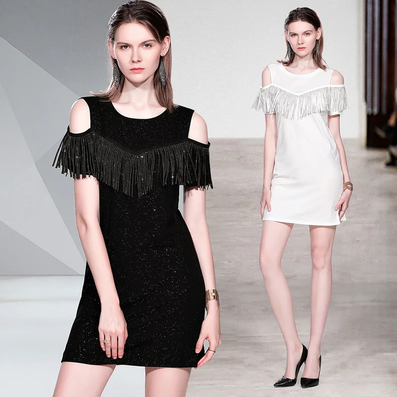 Женское платье футляр с коротким рукавом и блестками|Женские платья| |