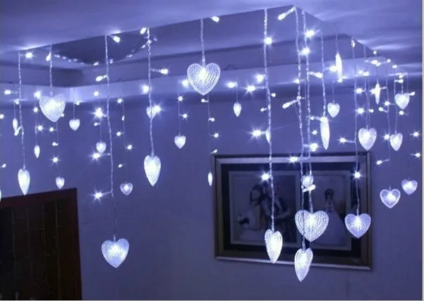 

Многоцветная светодиодная гирлянда для праздника светильник ства, свадьбы, украшения, лампы-занавески 3,5 м, 100 SMD, 18 сердец, ЕС/США/Великобритания/Австралия