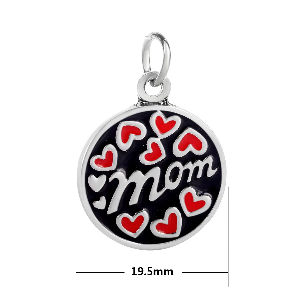 DIY модные ювелирные изделия Сплав Эмаль сердце мама круглый подвесной амулет для