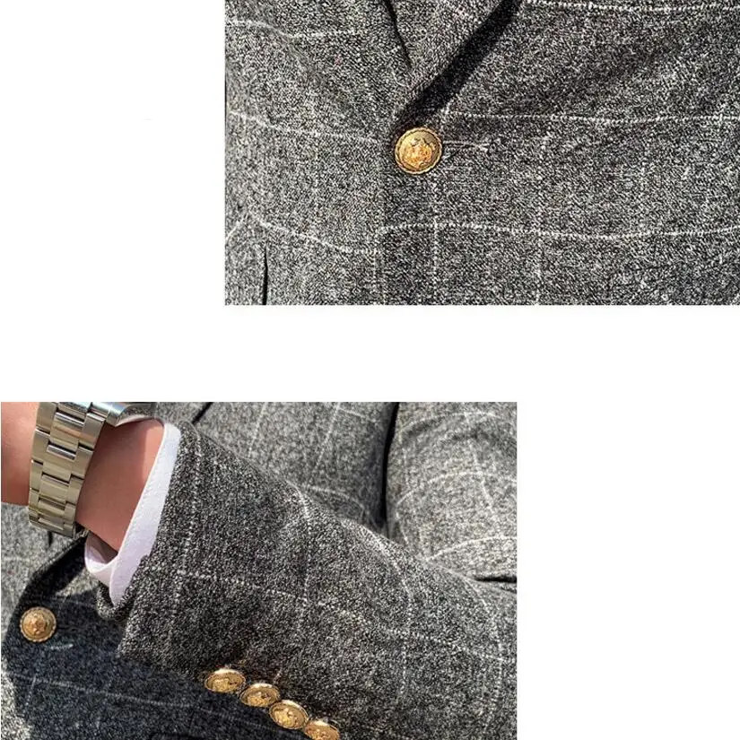 

(Jacket + Pant + Vest ) 2019 New Men Business Slim Suits Sets Wedding Dress Three-piece Suit Blazers Coat Trousers Waistcoat 3XL
