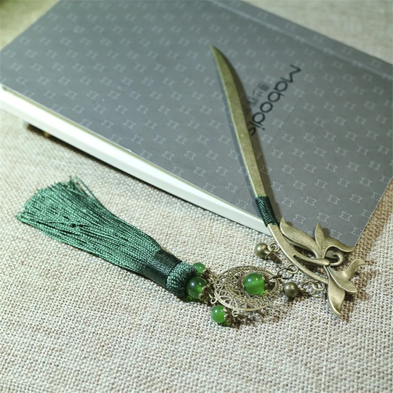 Женские вертикальные заколки для волос зеленые ретро с кисточками украшения