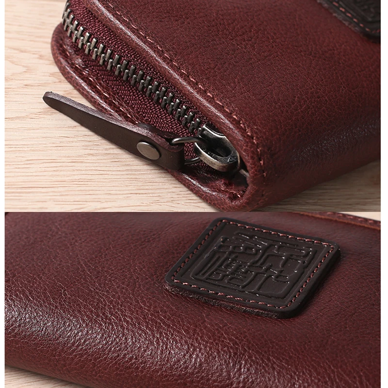AETOO Мужской Длинный кошелек кожаная сумка на молнии Ретро мобильный телефон Baotou