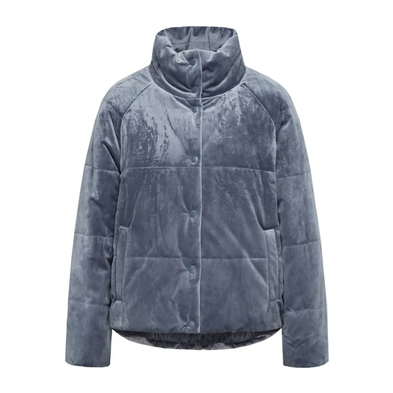 SEMIR женская короткая стеганая бархатная куртка с застежкой молнией стоячим