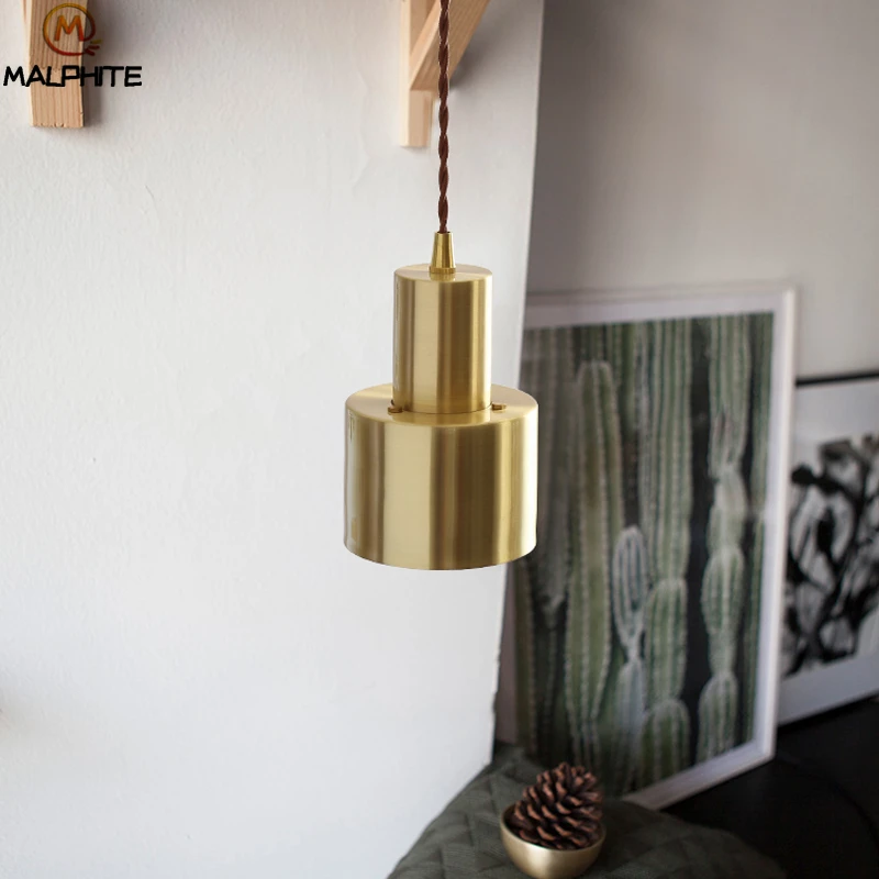 

Nordic Copper quality LED pendant lights postmodern minimalist restaurant Golden pendant lamps metal deco LED lighting fixtures