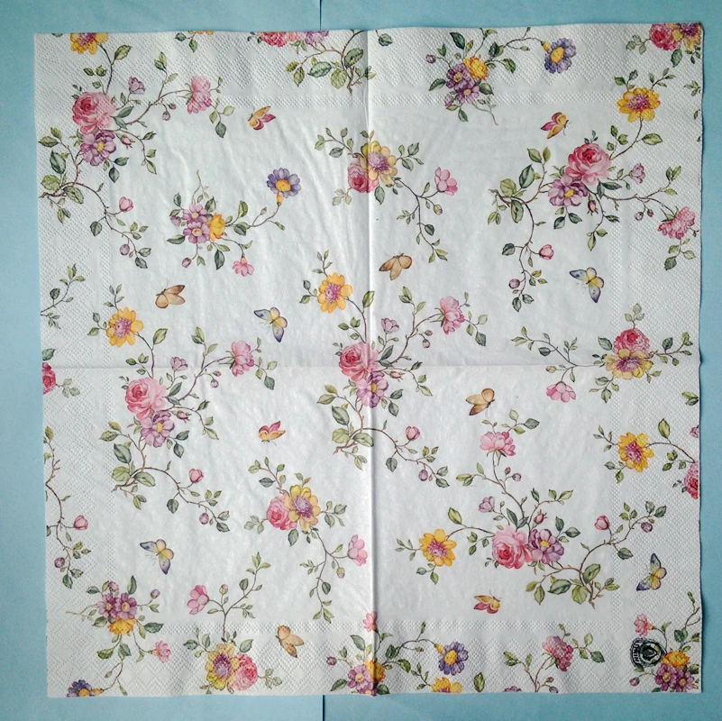 Ланч-бумага napkins-20pcs 33x33 см 2-слойные свежие Сельские Цветочные бумажные салфетки