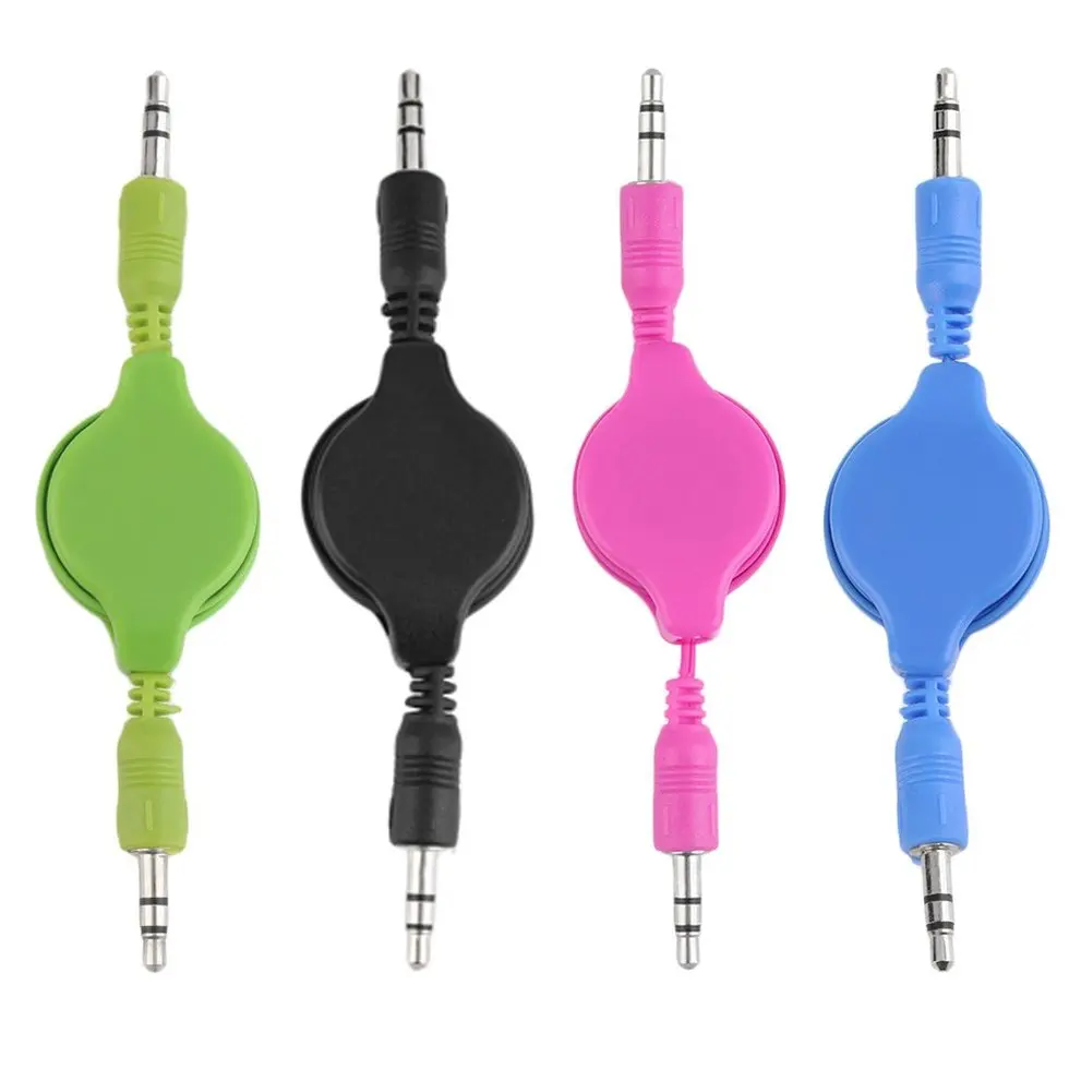 2PCS Green 3.5mm Male to Aux Auxiliary Retractable Stereo Jack Audio Cable Cord |