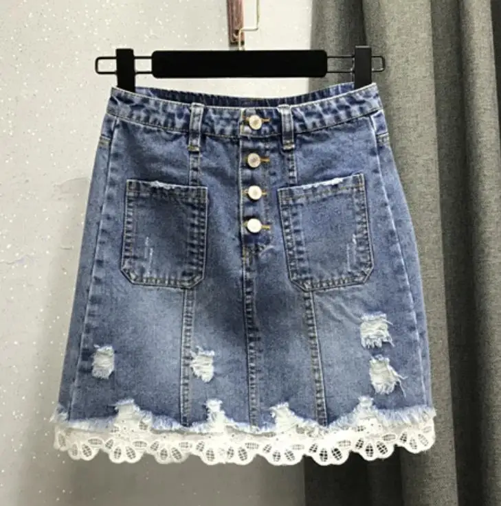 Женская джинсовая юбка лето с высокой талией | одежда