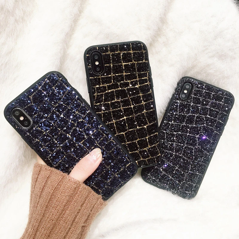 Роскошная сверкающая пудра С кристалалми и стразами чехол для iPhone X XS Max XR мягкий