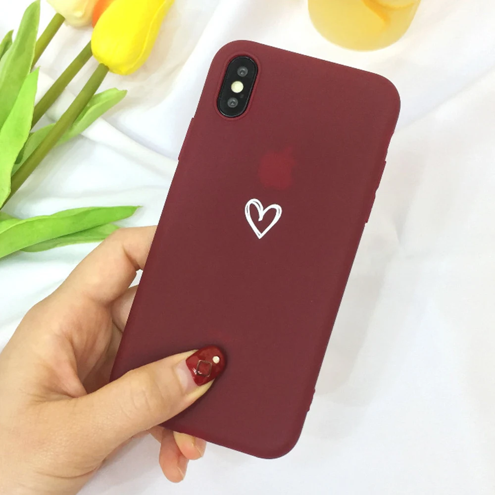 2019 новый маленький чехол для телефона Love рельефный однотонный мягкий все