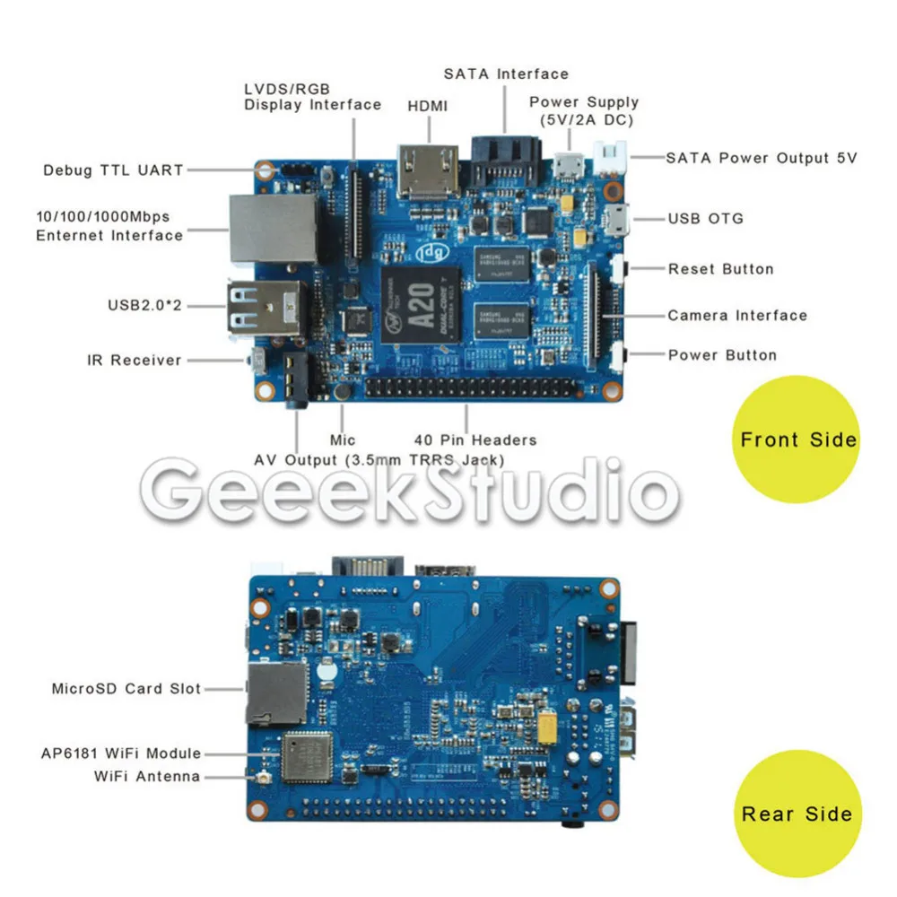 5 шт./упак.! Двухъядерный одноплатный компьютер Banana Pi M1 + Plus BPI-M1 SATA 1 ГБ ОЗУ