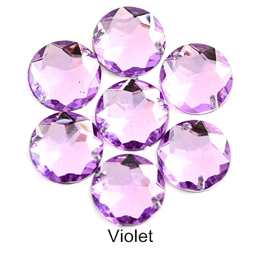 Violet 6 размеров Цветные Красные пришивные стразы, Хрустальные акриловые пришивные стразы с плоской задней стороной, акриловые круглые фаски для одежды Y3493 - Цвет: Violet
